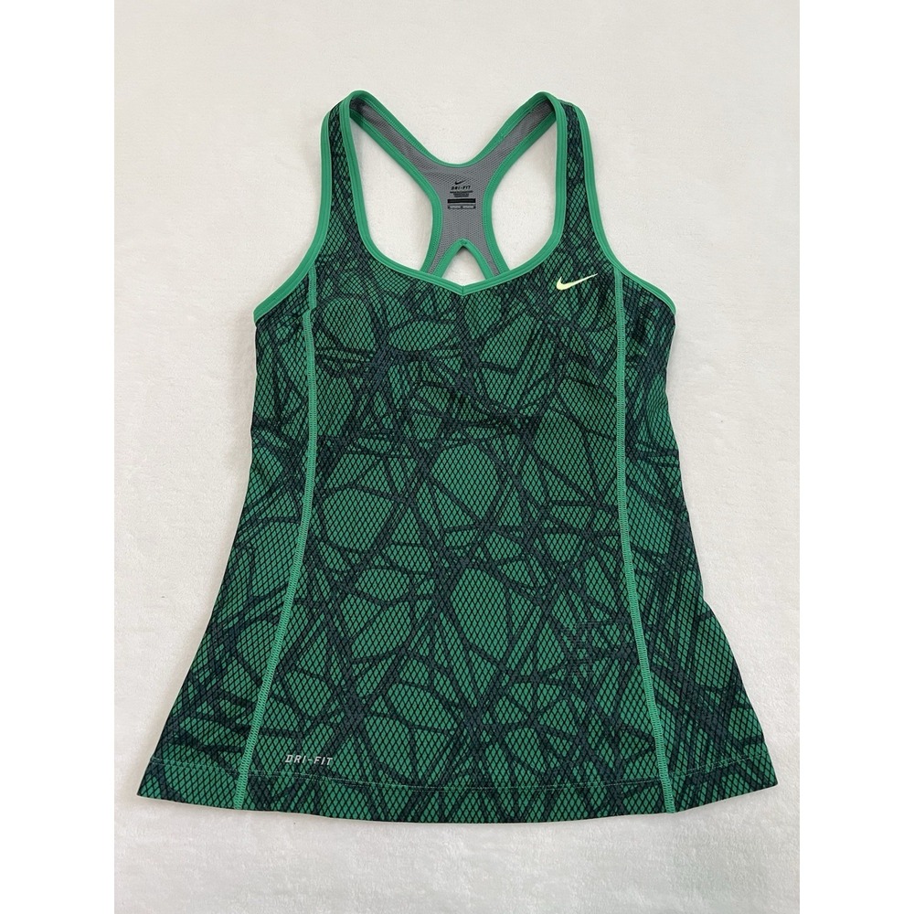 Nike Womens DRI-FIT Activewear Sporty Athletic Green Black‎ Tank Top Size M